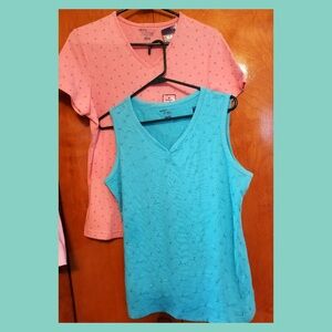 BUNDLE 2 VTG Y2K Basic Editions Pullover V-neck Tops M NEW